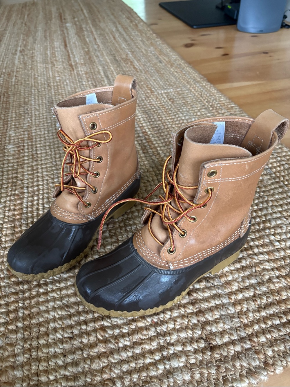 L.L. Bean Tan Leather & Dark Brown Duck Boots